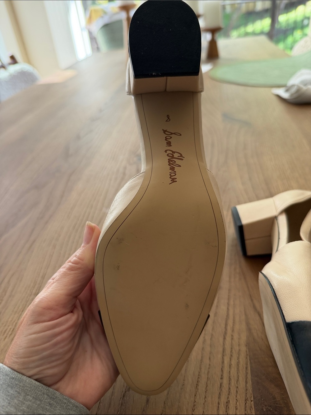NWOT Sam Edelman Beige and Black Leah short heel - Picture 4 of 9